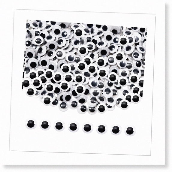 300pcs Self Adhesive Black Round Stickers - 12mm Plastic Wiggle Googly Eyes for DIY Arts and Scrapbooking