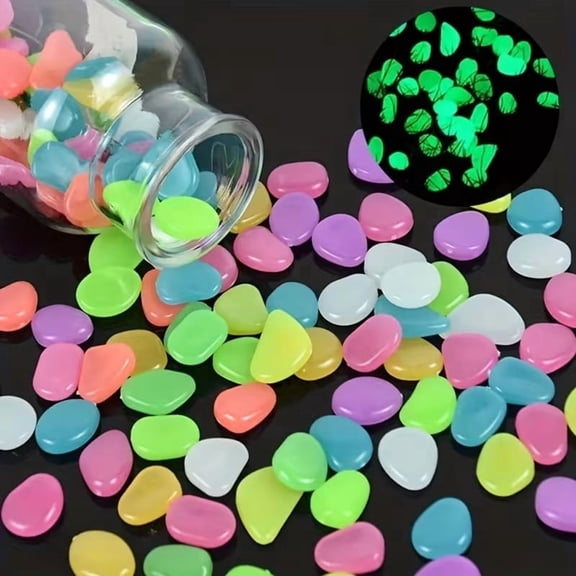 300pcs Self-Lit Luminous Pebbles - Glowing Rocks for Outdoor Garden Pathway Decoration