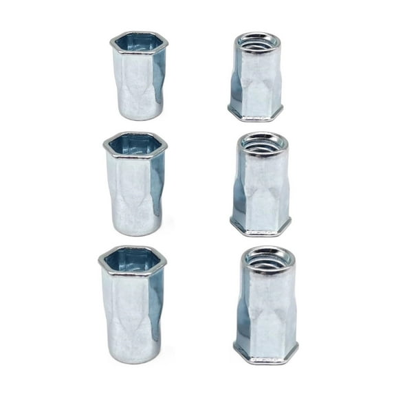 300pcs Semi Half Hex Flat Head Rivet Nut M4 M5 M6 Assortment Kit, Zinc-plated Carbon Steel Half Hexagon Thread Insert