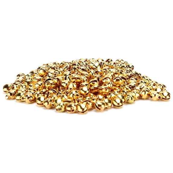 300pcs Small Bells DIY Mini Tiny Iron Jingle with Hole for Craft Jewelry Festival Birthday Decoration GiftGold