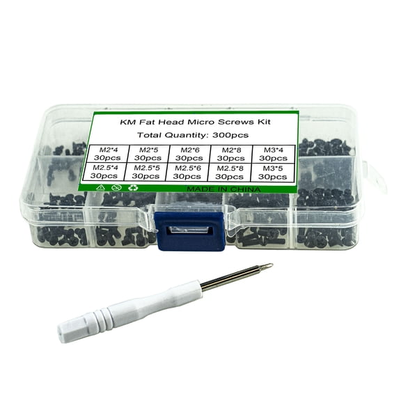 300pcs Small Screw Set Short Screws Assortment Flat Head Tapping Electronic Accessory Screw for Woodworking