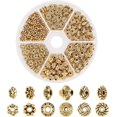 thumbnail image 1 of 300pcs Spacer Beads 6 Style Antique Golden Beads Tibetan Metal Jewelry Beads Loose Spacer Beads Flower Flat Rondelle Beads for Bracelet Necklace Jewelry Making Supplies (5.5-6.5mm), 1 of 8