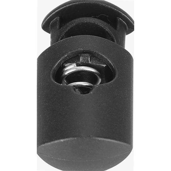 300pcs Spring Cord Lock Plastic Toggle Stopper Single Hole Plastic Cord Locks End Spring Stopper for Shoelaces, Drawstrings, Paracord, Bags, Clothing, and More (Black)(L)