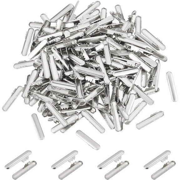 300pcs Stainless Steel Cord Ends - Metal Crimp Ends for Elastic String Binding Webbing Hanging - 15.5x3x3mm