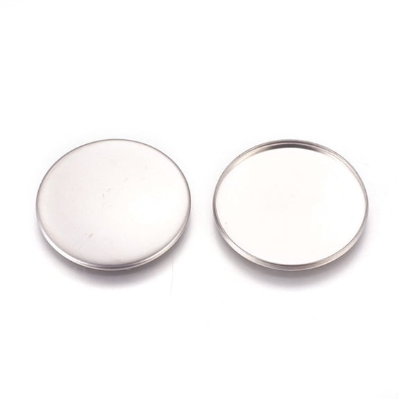 300pcs Resistant 304 Stainless Steel Plain Edge Bezel Cups Cabochon Settings Flat Round Stainless Steel color Tray: 30mm 31.5x2mm