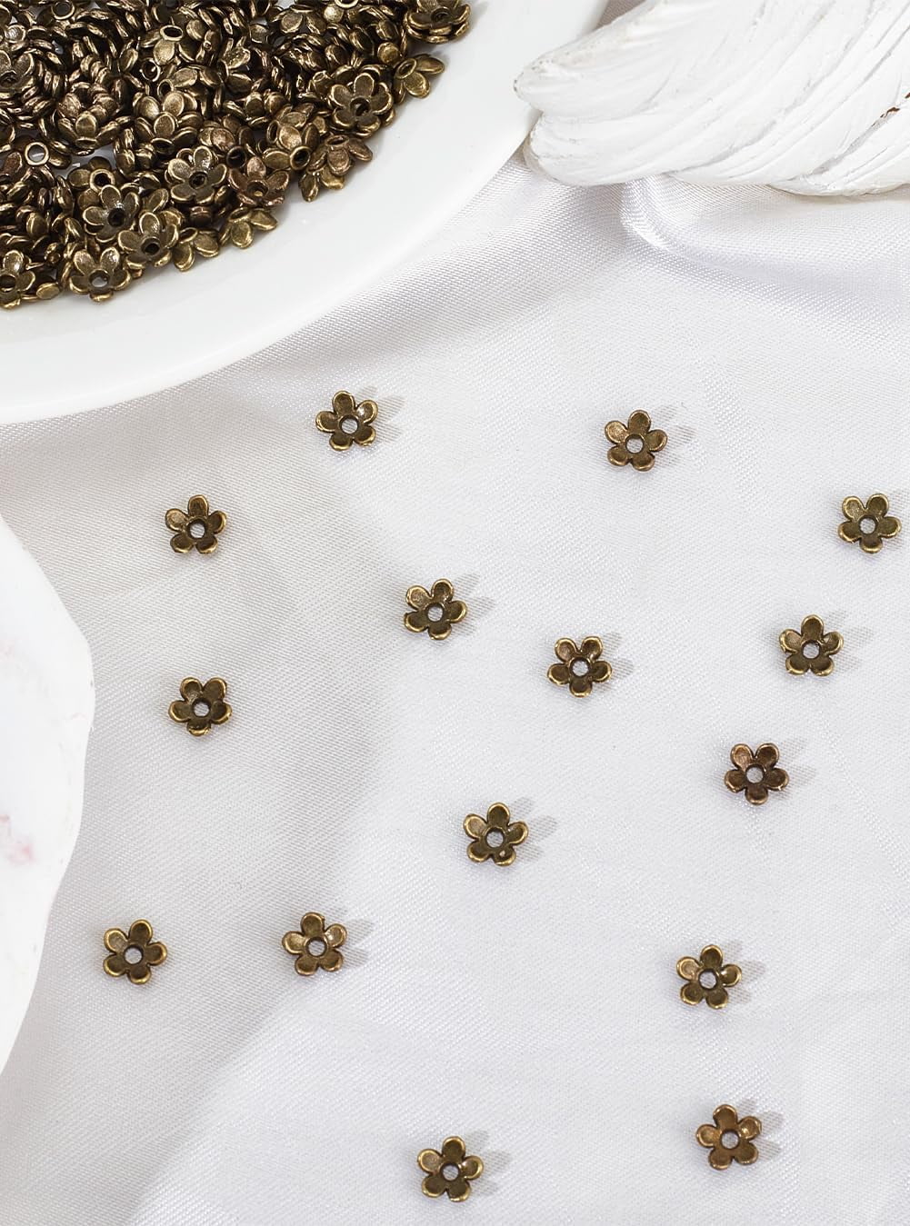300pcs Tibetan Style Alloy Bead Caps Cadmium Free \u0026 Lead Free Flower Antique Bronze 6.5x3mm Hole: 1mm