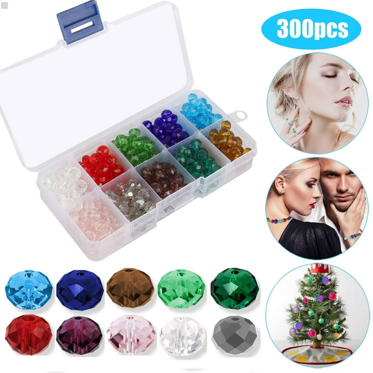 【2 Pack】 More Than 1450pcs Round Glass Beads for Jewelry Making,48 Colors 8mm Crystal Beads for Bracelets Jewelry Making and DIY Crafts, 2 Box Round