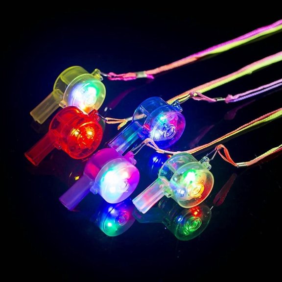300pcs whistle for kids Luminous Whistle LED Light Up Whistle with Lanyard Necklace Birthday Wedding Party Gifts for Children