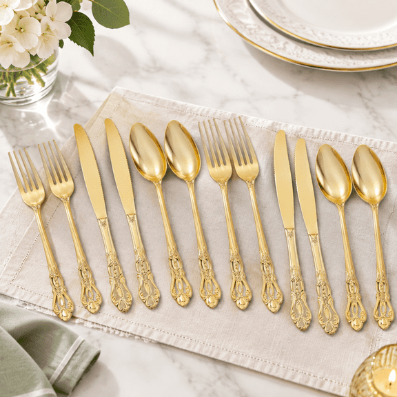 300pieces Plasticware - Heavy Duty Disposable Utensils Vintcutlery Set Includes 100s 100 Spoons 100 For Dinner Parties Weddings (
