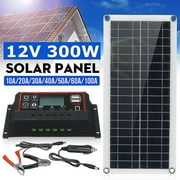 300w 12V Solar Panel Kit Battery Maintainer Trickle Charger,Solar Charge Controller and Adjustable Solar Panels Mount Rack Bracket