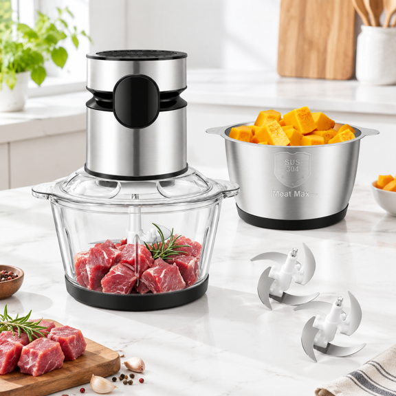 300w Touch Control Electric Food Processor with Digital LCD Display