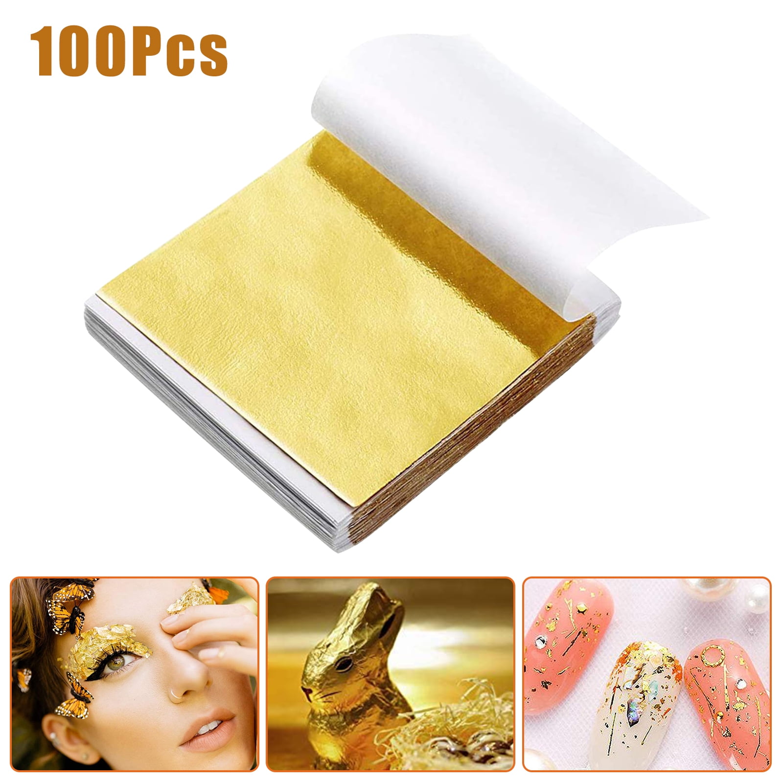 300x Imitation Gold Leaf Sheets Foil Paper for DIY Gilding Craft Art Decoration, Gold 100PCS