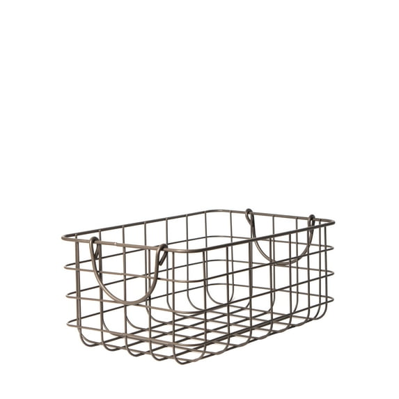 Spring Handles Wire Storage Baskets Farmhouse Organizer Basket. Metal Wire basket. Storage basket for bathroom, Pantry & Kitchen Cabinets. Sturdy Steel Wire Storage Solution