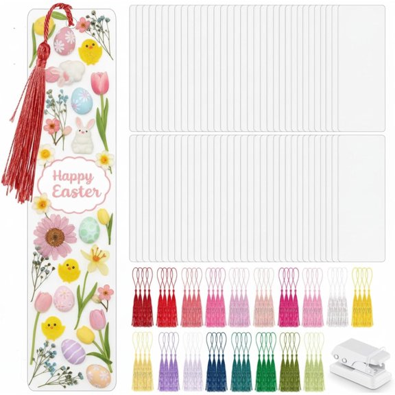 301 Pcs DIY Bookmark Making Kit 150 Bookmark Laminating Pouches 5 Mil Hot Laminator Sleeves with 150 Rainbow Tassels and Puncher Fit Most Pouch Laminating Machines(2.36 x 8.5 Inches)