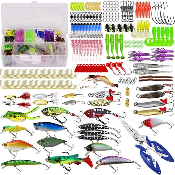 301 Pcs Fishing Lures Tackle Box Bass Fishing Baits Including Kit for Lures Hooks Line Cutter Jig Head for Bass Trout Salmon