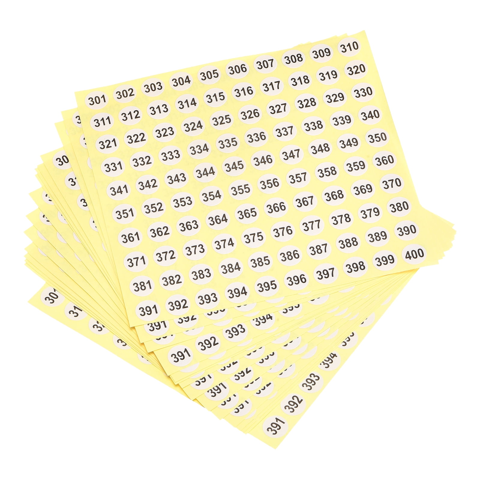 301 to 400 Number Stickers Number Label Self Adhesive Marked Sticker  10mm/0.4, Pack of 15 