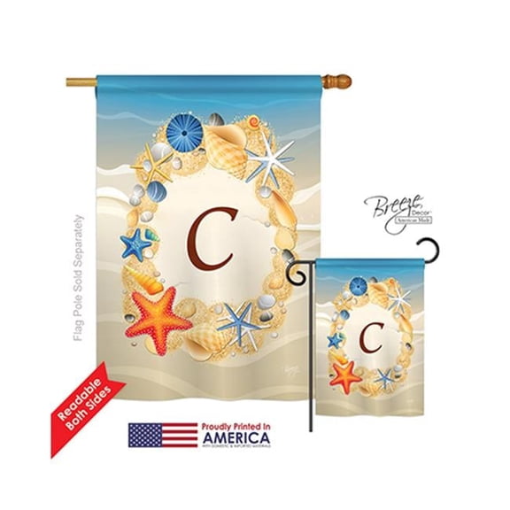 30159 Summer C Monogram 2-Sided Vertical Impression House Flag