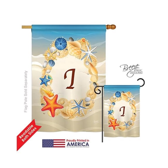 30165 Summer I Monogram 2-Sided Vertical Impression House Flag - 28 x 40 in.