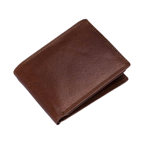 301766 Bifold Leather Wallet with Side Flap in Brown | Style n Craft