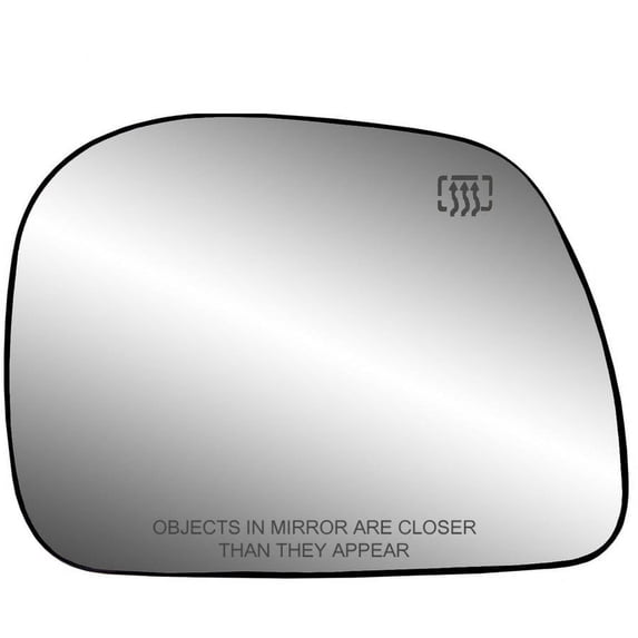30191 - Fit System Passenger Side Heated Mirror Glass w/ backing plate, Ford Excursion 00-05, 6 7/ 8" x 9 1/ 16" x 9 7/ 8" (paddle type, w/ o turn signal)
