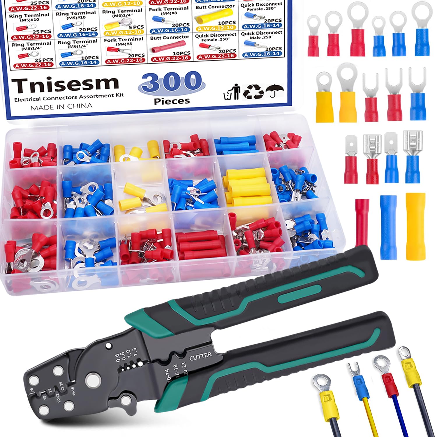 301Pcs Insulated Wire Electrical Connectors Assortment Kit with Ring ...