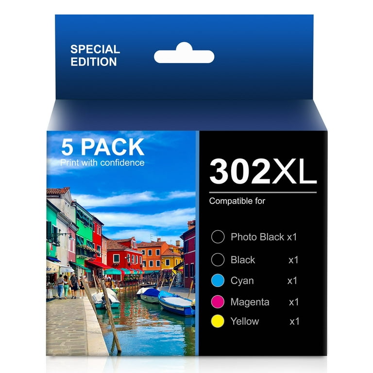 302 Ink for Epson 302XL 302 XL T302XL Ink Cartridges for Expression Premium  XP-6000 XP-6100 Printer (Black Photo Black Cyan Magenta Yellow, 5-Pack)