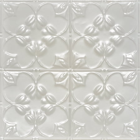 302 - Tin Plated Drop-In Ceiling Tile 12 in x 12 in Sample in Eggshell White - 1 Piece