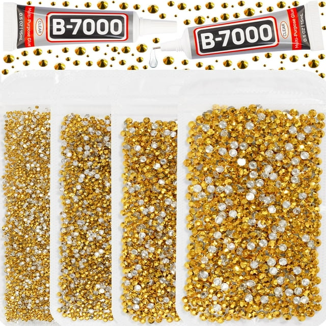 30200Pcs Gold Flatback Rhinestones with b7000 Jewelry Glue Fix for