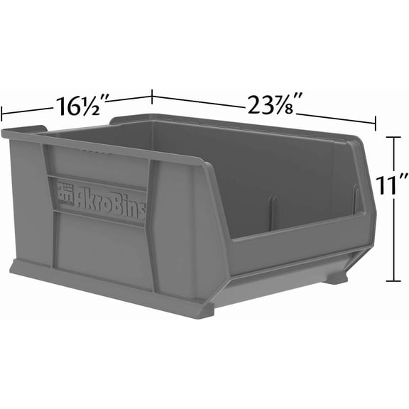 30288 Super-Size AkroBins Plastic Storage Bins, 24-Inch L x 16-Inch W x 11-Inch H, Grey, 1-Pack