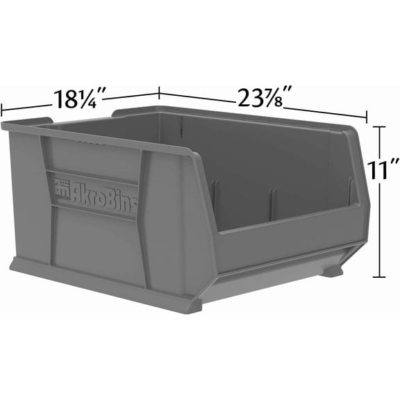 30289 Super-Size AkroBins Plastic Storage Bins, Space-Saving Stackable Bins for Garage, Classroom, Warehouse Organization, 24-Inch L x 18-Inch W x 12-Inch H, Grey, 1-Pack