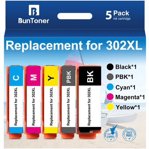 BunToner 302 Ink Cartridges Compatible for Epson 302XL for Expression Premium XP-6000 XP-6100 XP6000 XP6100 Printer