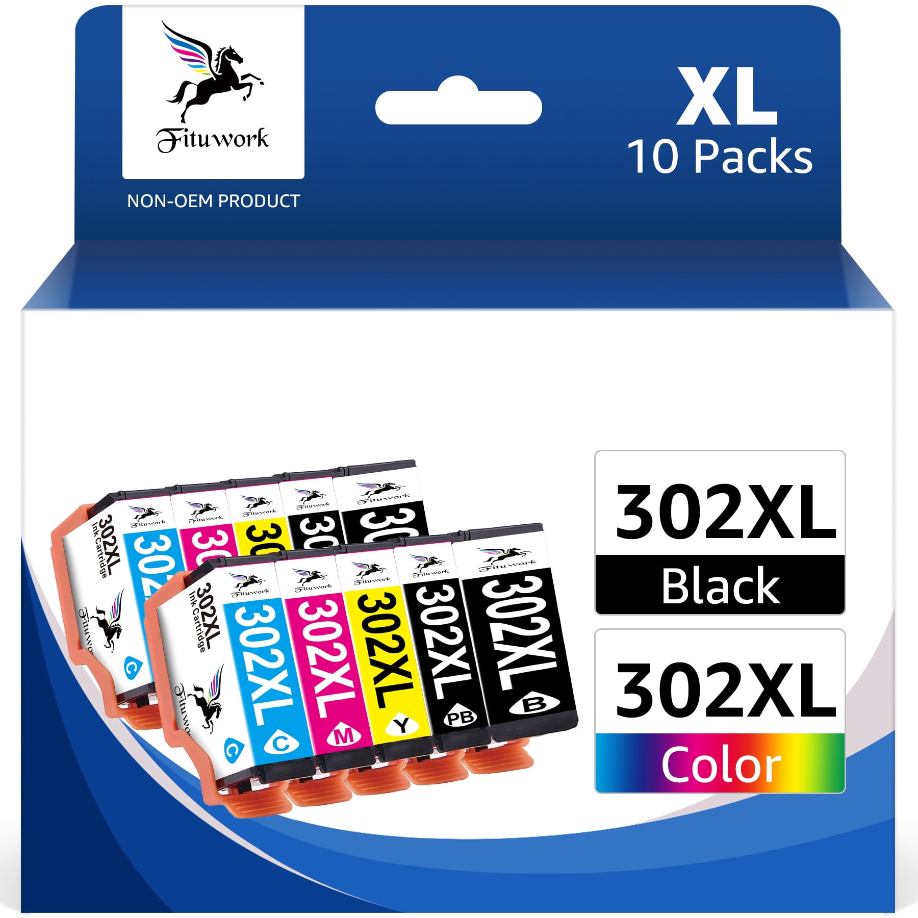 302XL Ink Cartridges Replacement for Epson 302 302XL T302XL 10-Pack(2BK ...