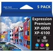 Ink Cartridge Compatible for Epson Inkjet Ink Cartridges for Expression Premium XP-6000 XP-6100 Printer (Black Photo Black Cyan Magenta Yellow, 5-Pack)