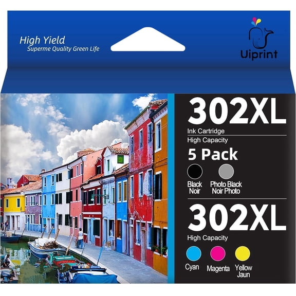302XL Ink Compatible for Epson T302XL Inkjet Ink Cartridges for Expression Premium XP-6000 XP-6100 Printer (Black Photo Black Cyan Magenta Yellow, 5-Pack)