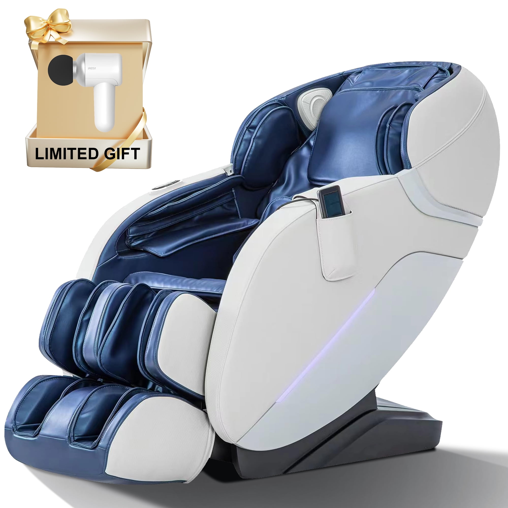 MassaMAX Full Body  Massage Chair/Recliner Zero Gravity ,Shiatsu with Bluetooth, Heat Therapy, SL-Track,blue