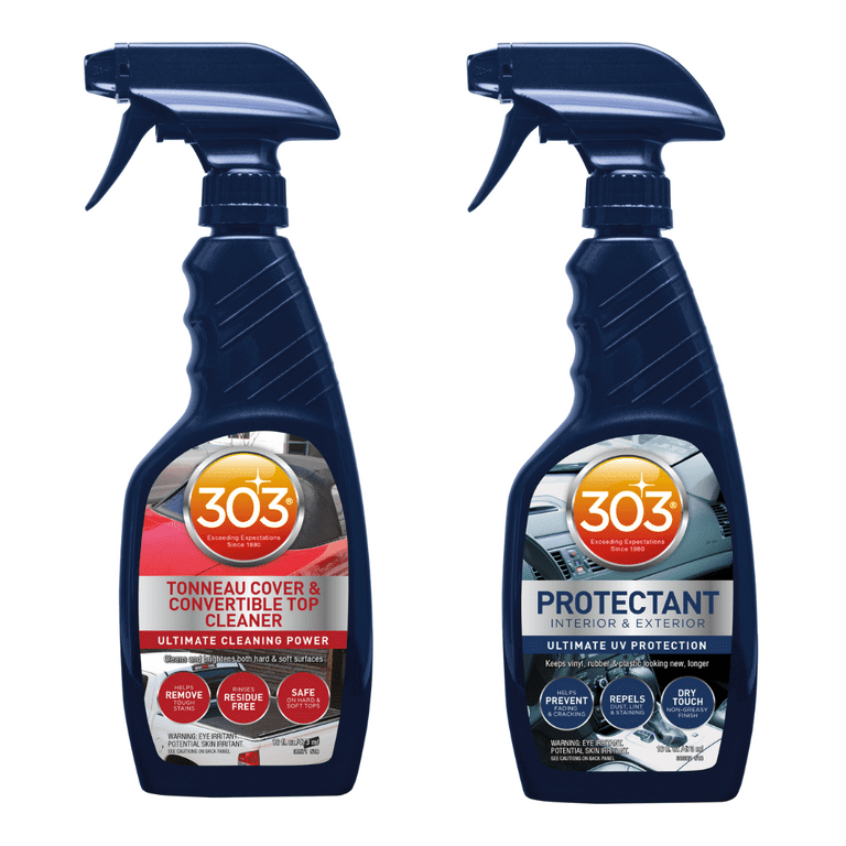 303 Convertible Vinyl Top Cleaning and Care Kit - Cleans And Protects Vinyl  Tops - Includes 303 Tonneau Cover And Convertible Top Cleaner 16 fl. oz. +  303 Automotive Protectant 16 fl. oz., (30510) 