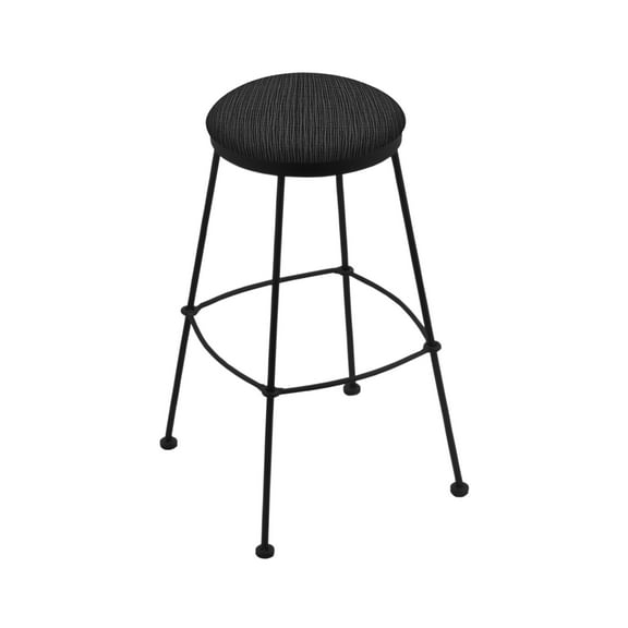 3030 25" Stationary Counter Stool with Black Wrinkle Finish and Graph Coal Seat