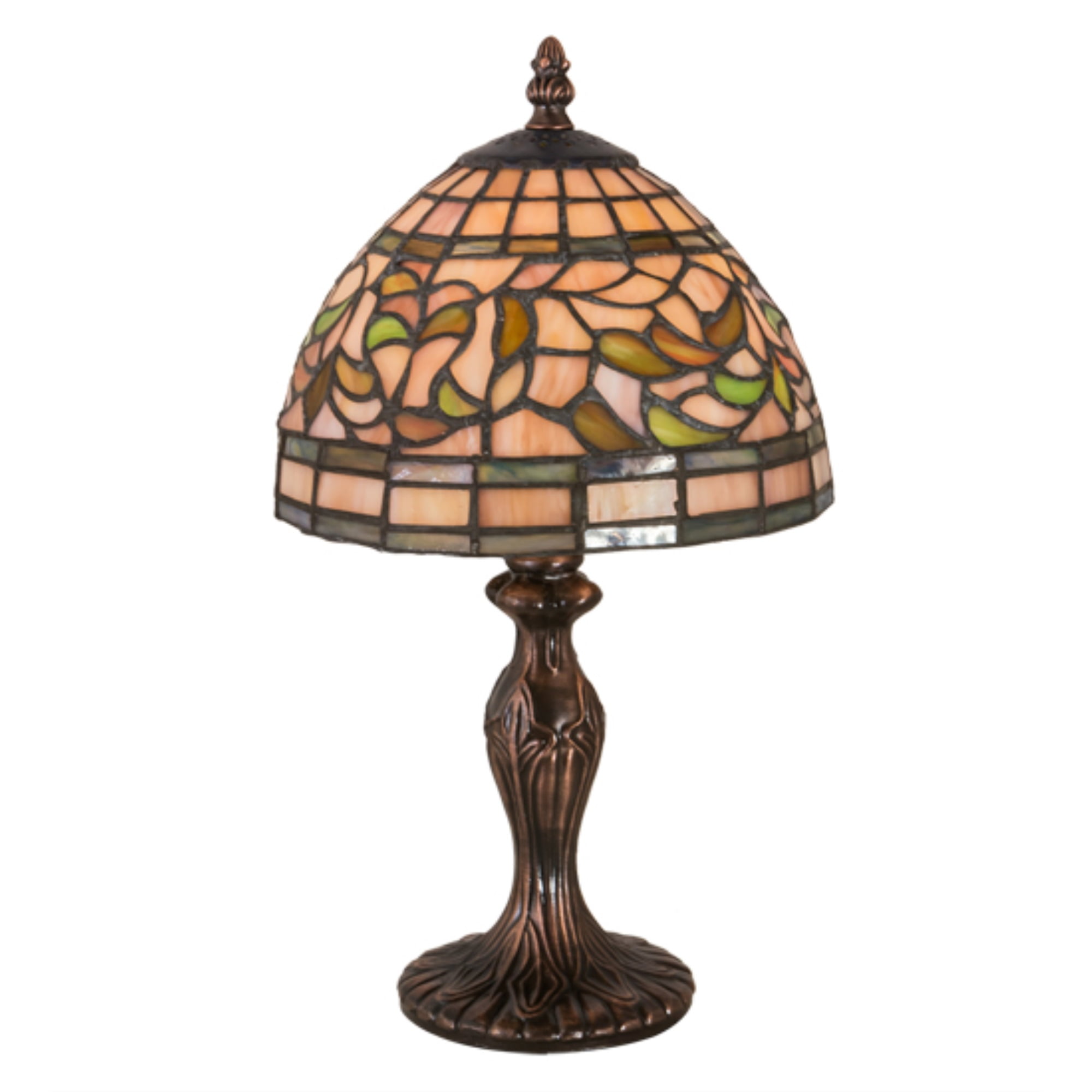 Tiffany Style Multicolor Stained Glass Table Lamp with Bronze Base