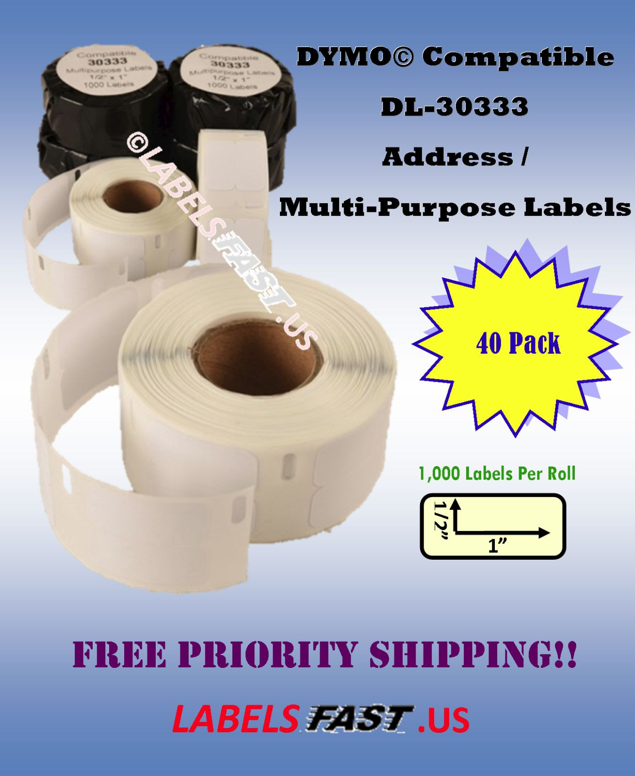 30333 Label Multipurpose 1000 Per Roll Pricing Applications White 40 ...