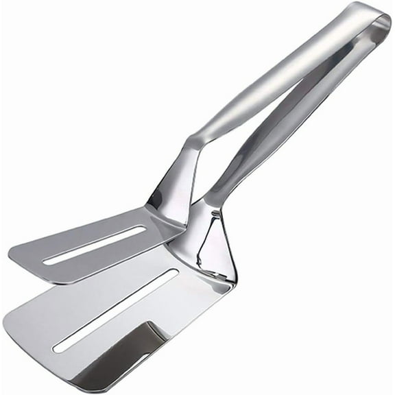 304 3-in-1 Stainless Steel Grill Clamp, 10 Inch 3-in-1 Multi-Functional Food Turner with Slotted Design for BBQ Grilling, with Slotted Design and Scraper,Baking and Kitchen Utensil