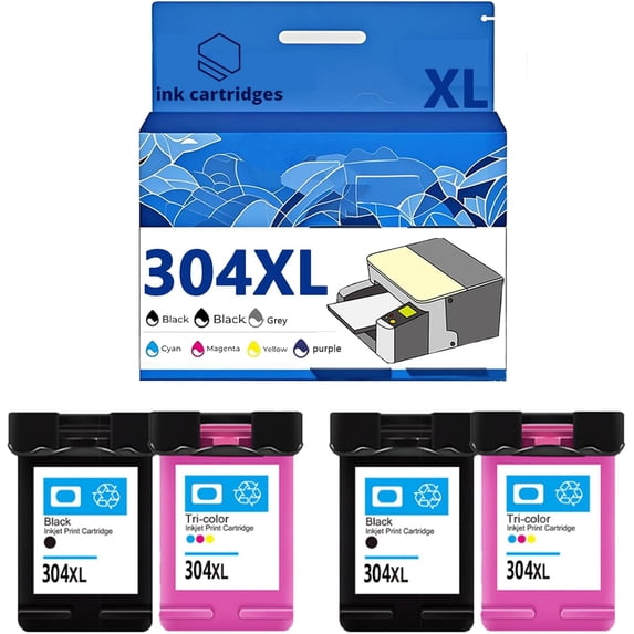 304 304XL Ink Cartridges Compatible for HP 100 120 125 130 5030 5032 5020 5010 3760 2630 3750 2620 2622 3720 3762 3730 3733 Inkjet Printers, Leak-Proof Design Crisp Printing