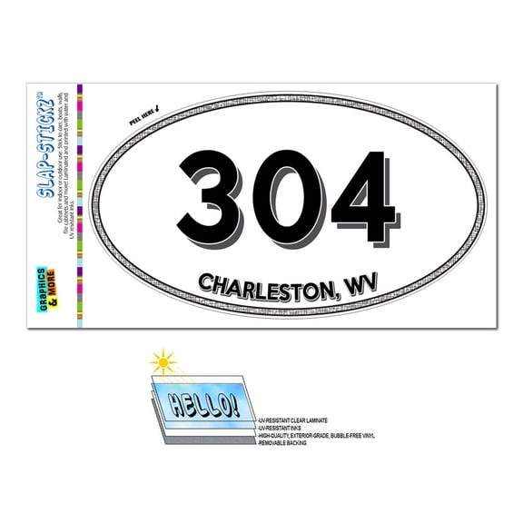 304 - Charleston, WV - West Virginia - Oval Area Code Sticker