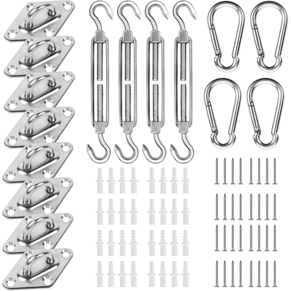 304 Grade Stainless for Garden Outdoors, 80 Pcs Shade Sail Hardware Kit, 6 inch, for Sun Shade Sail Installation D