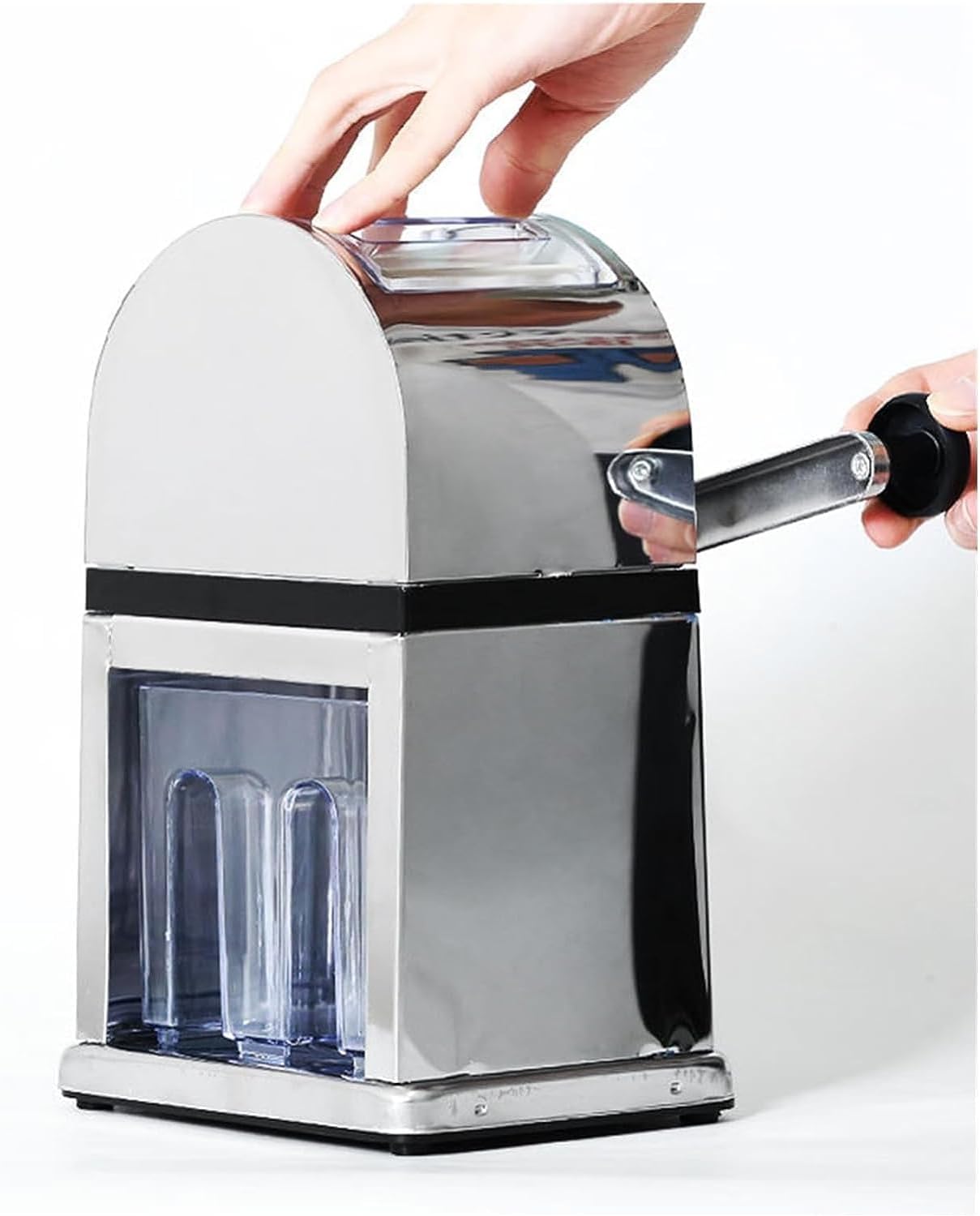 304 Hand Stainless Steel Ice Crusher Shaver Machine Crushed Ice Maker for Fast Coarse, Shaved or
