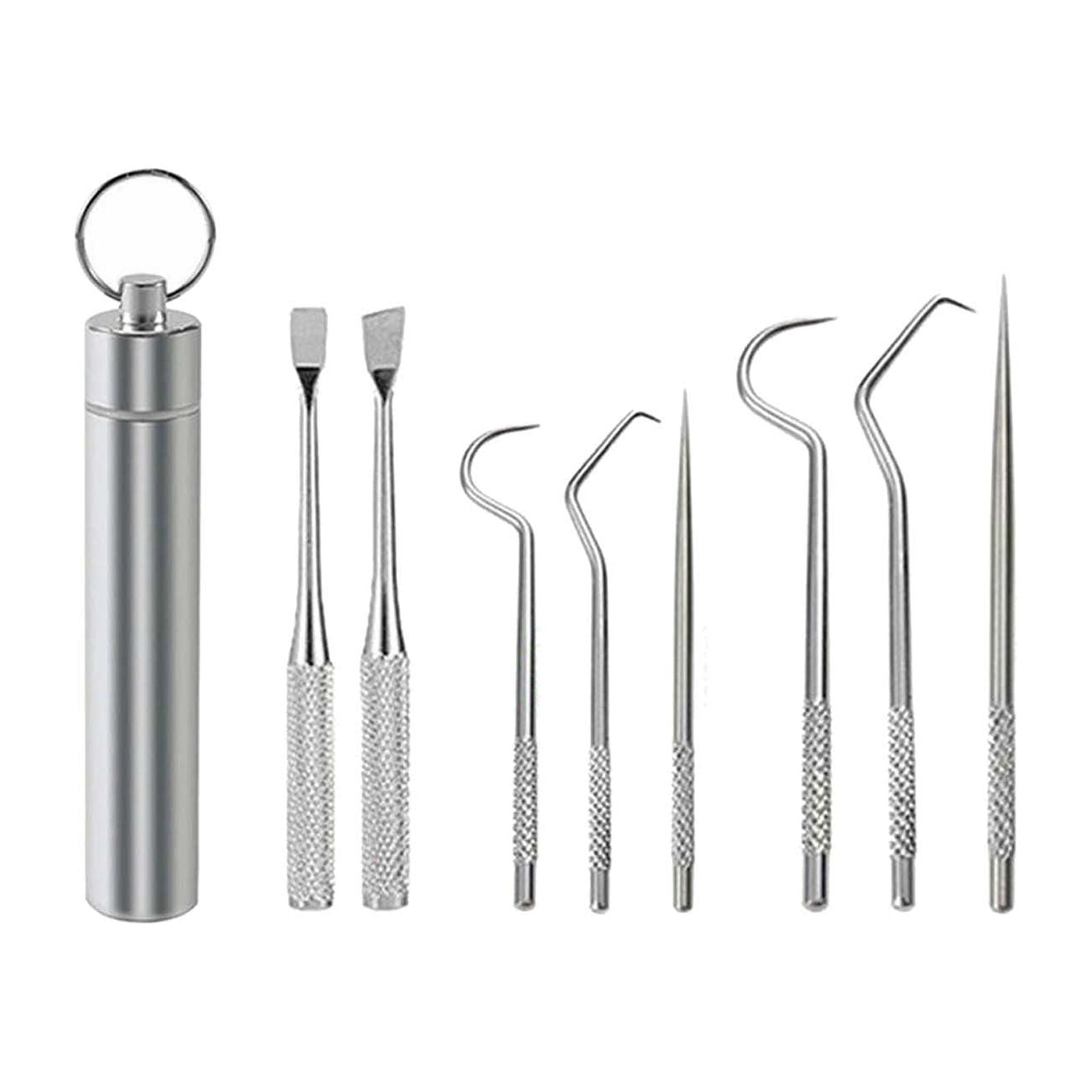 304 Metal Tooth Picking Tool Stainless Steel Toothpick Portable Oral Tooth Cleaning Tool Set;Dental Floss & Picks