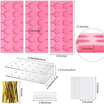 304 Pieces Diy Silicone Lollipop Molds Kit Includes 3 Mold 1 Acrylic Cake Stand 100 Lollipop Sticks 100 Candy Treat Bags 100 Ties Candy Sucker Mold Chocolate Biscuit Baking Tool Perfect For Cake Stick