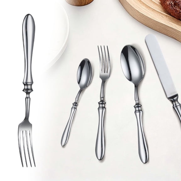 304 Stainless Gourd Handled Western Tableware Hotel Steak Fork And Spoon Set Dessert Spoons Main Course And Forks, 4-Piece Gourd Handle Flatware Set, 304 Stainless Steel Dining Utensils