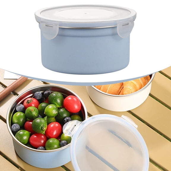 304 Stainless Round Crisper And Leak Proof With Lid, Portable BoxforStudents And Workers, 304 Stainless Steel Food Container, 600ml Round Leakproof Lunch Box, Portable Food Storage Jar