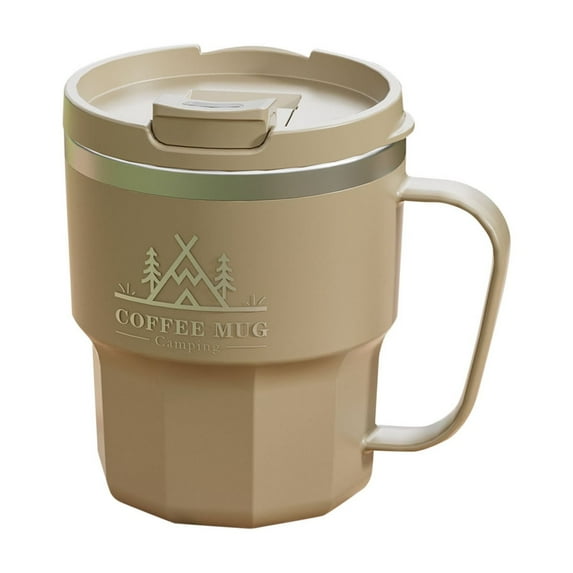 304 Stainless Stay-Hot Camp Mug | Press Fit Drink Through Lid | Cup for Coffee, Tea and Drinks | Insulated Stainless Steel Coffee Mug | BPA-Free | Cream Gloss