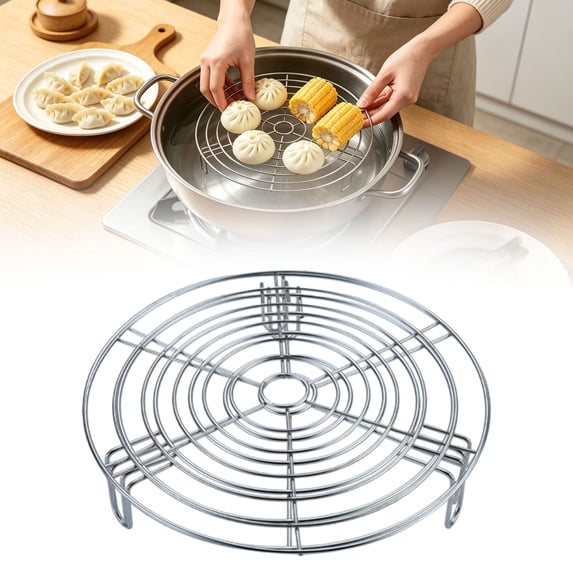 304 Stainless Steamer Rack Round Steaming Rack Stand for Pot Pressure Cooker Canner Multi Purpose & Lifting Rack(11.02inch)